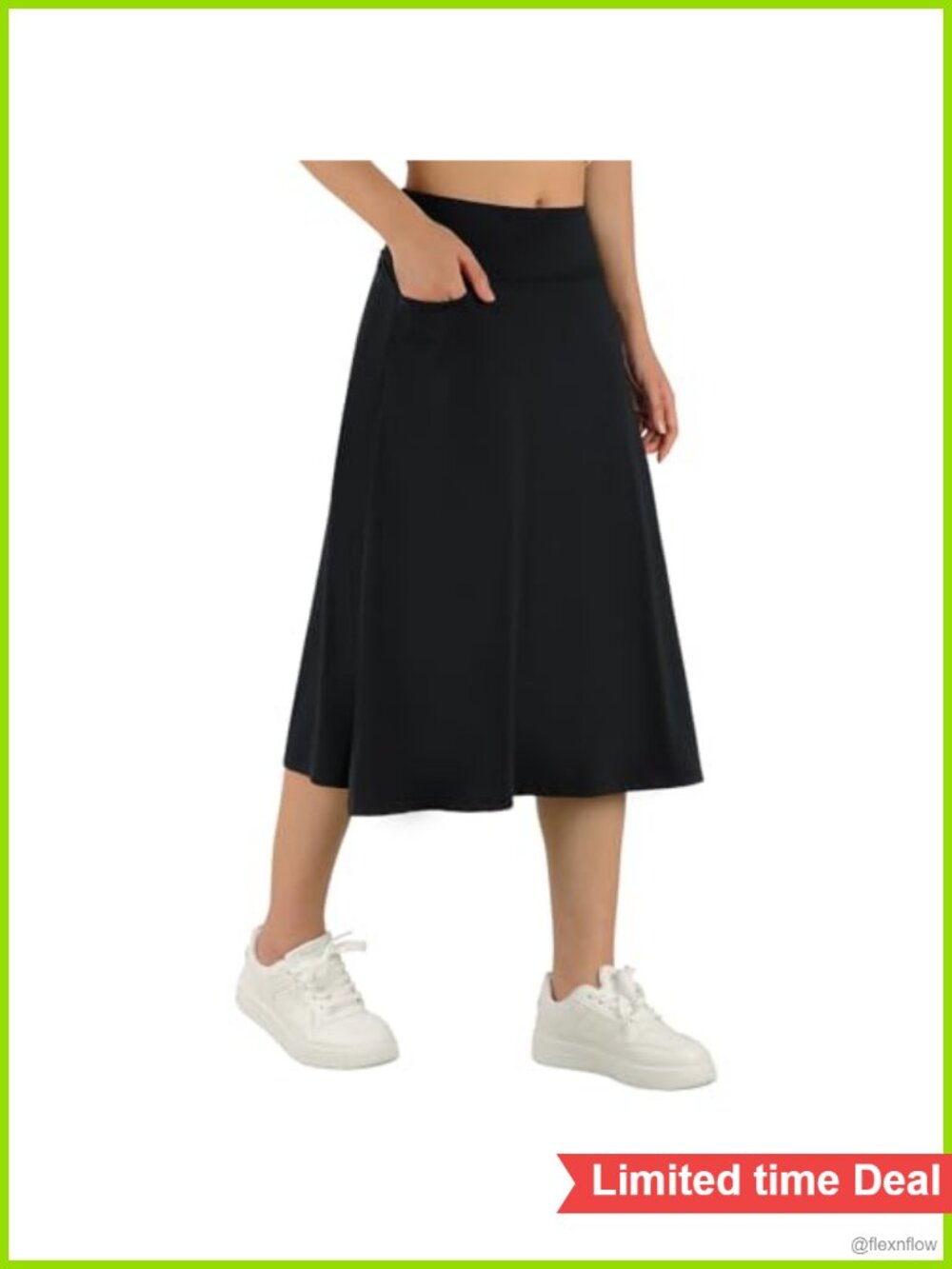 High Waist Midi Skort with Pockets - Athletic Golf Tennis Skirt with Shorts